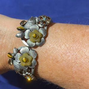 Silver and pewter (???) hinged bracelet